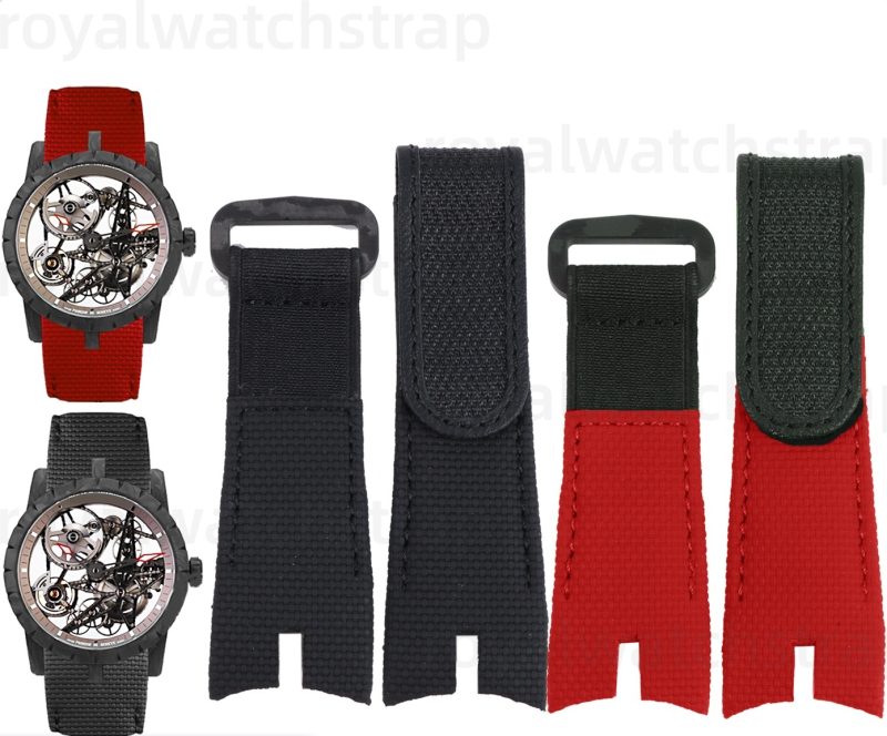 Custom Replacement Canvas Pattern Rubber Velcro & Elastic Strap for Roger Dubuis (9) Custom Replacement Canvas Pattern Rubber Velcro & Elastic Strap for Roger Dubuis