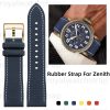 Flat End Silicone Rubber Watch Strap For ZENITH Pilot 29.2430 Bronze Grande Volante(Multiple Colors)
