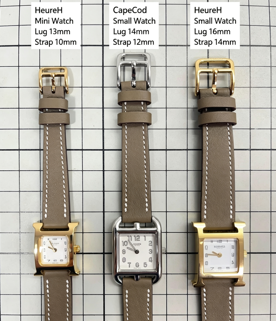 commond lug size and buckle size for Hermes