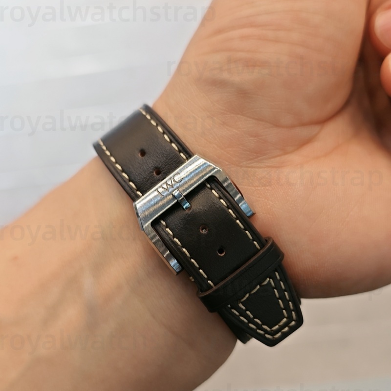 20mm 21mm Genuine Cowhide Leather Strap For IWC Watch With Quick-Release Adapter