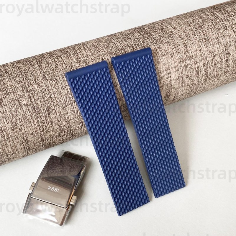 24mm Soft Silicone Rubber Watch Strap With Tire Tread For Breitling Avenger Superocean Heritage
