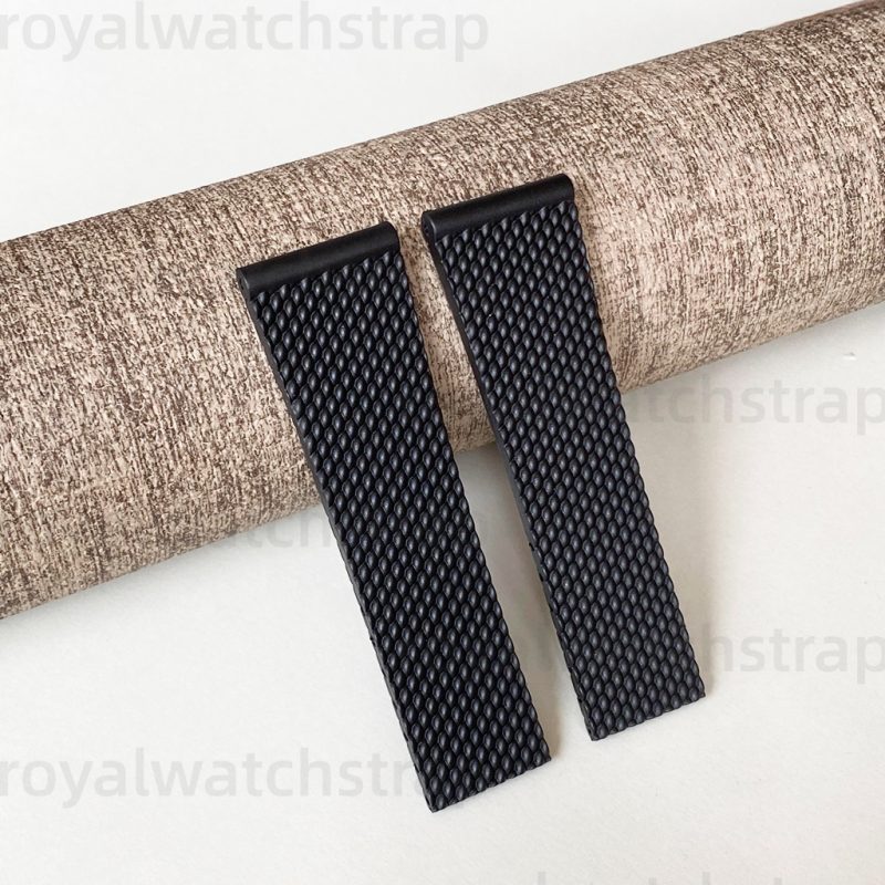 24mm Soft Silicone Rubber Watch Strap With Tire Tread For Breitling Avenger Superocean Heritage