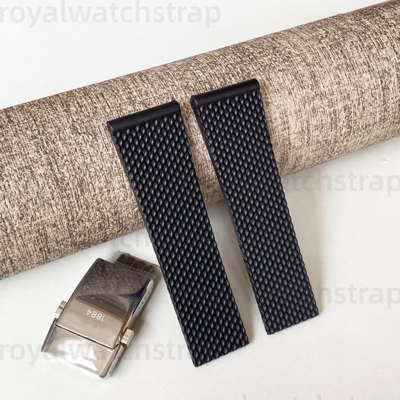 24mm Soft Silicone Rubber Watch Strap With Tire Tread For Breitling Avenger Superocean Heritage