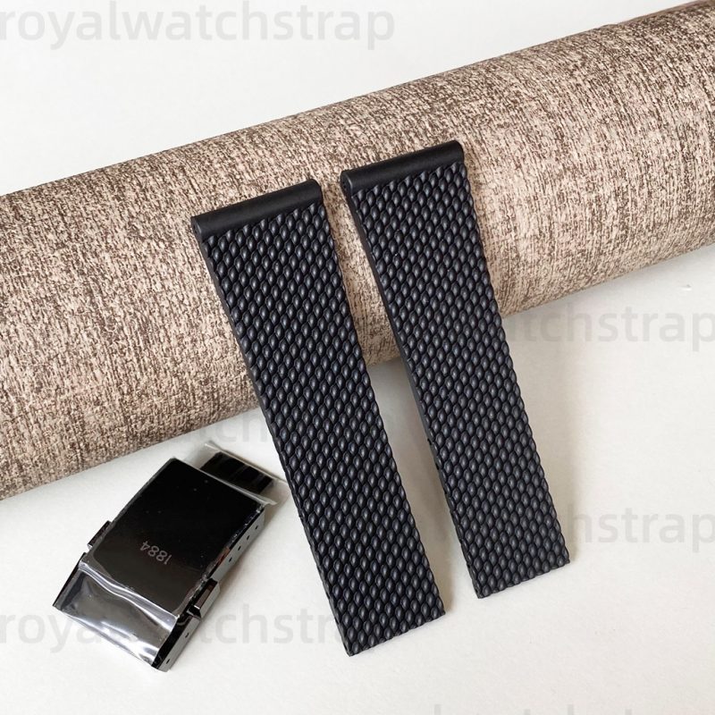 24mm Soft Silicone Rubber Watch Strap With Tire Tread For Breitling Avenger Superocean Heritage
