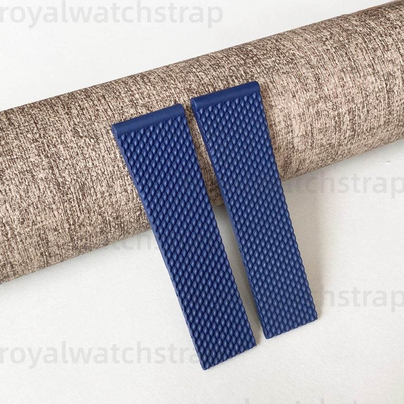 24mm Soft Silicone Rubber Watch Strap With Tire Tread For Breitling Avenger Superocean Heritage