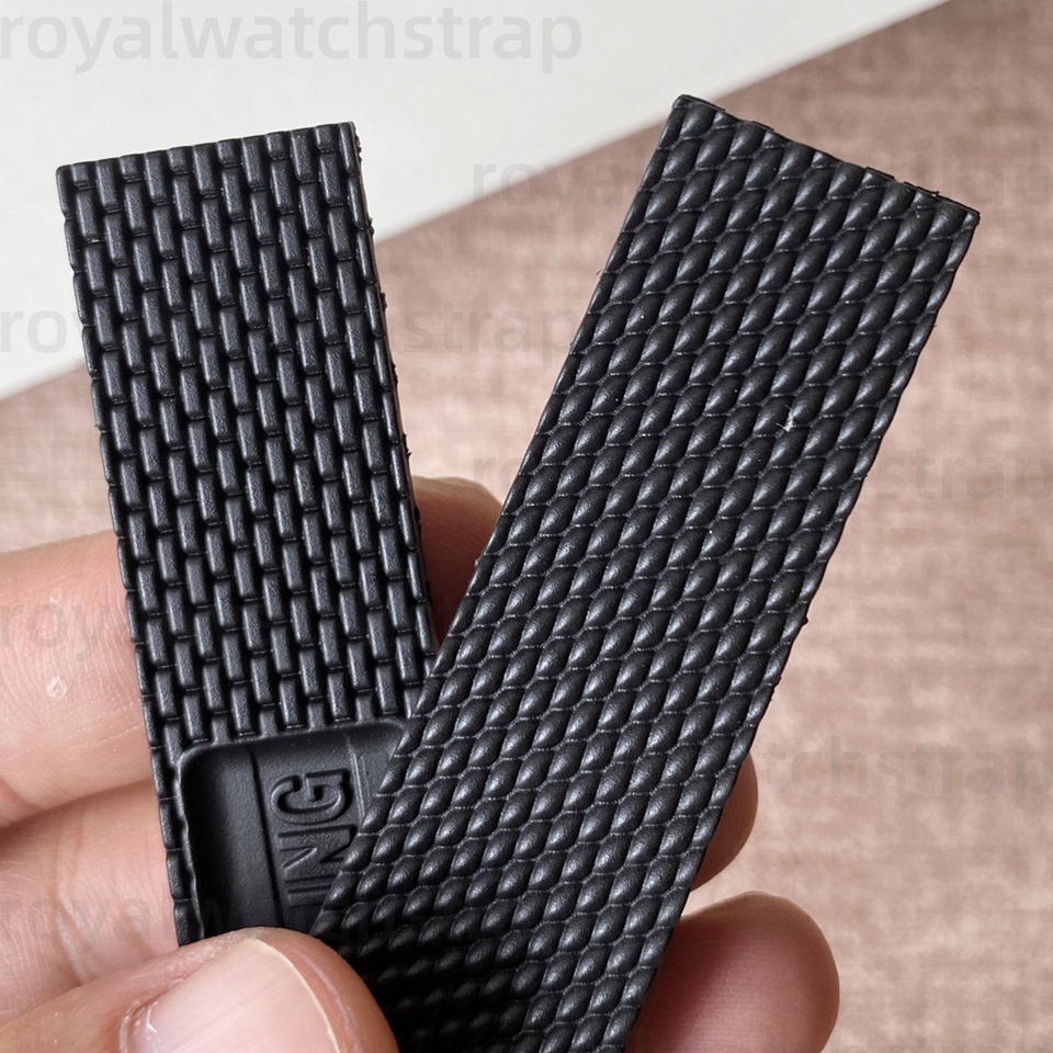 24mm Soft Silicone Rubber Watch Strap With Tire Tread For Breitling Avenger Superocean Heritage