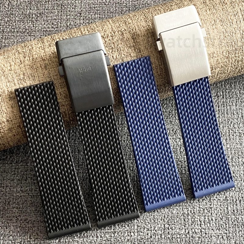 24mm Soft Silicone Rubber Watch Strap With Tire Tread For Breitling Avenger Superocean Heritage