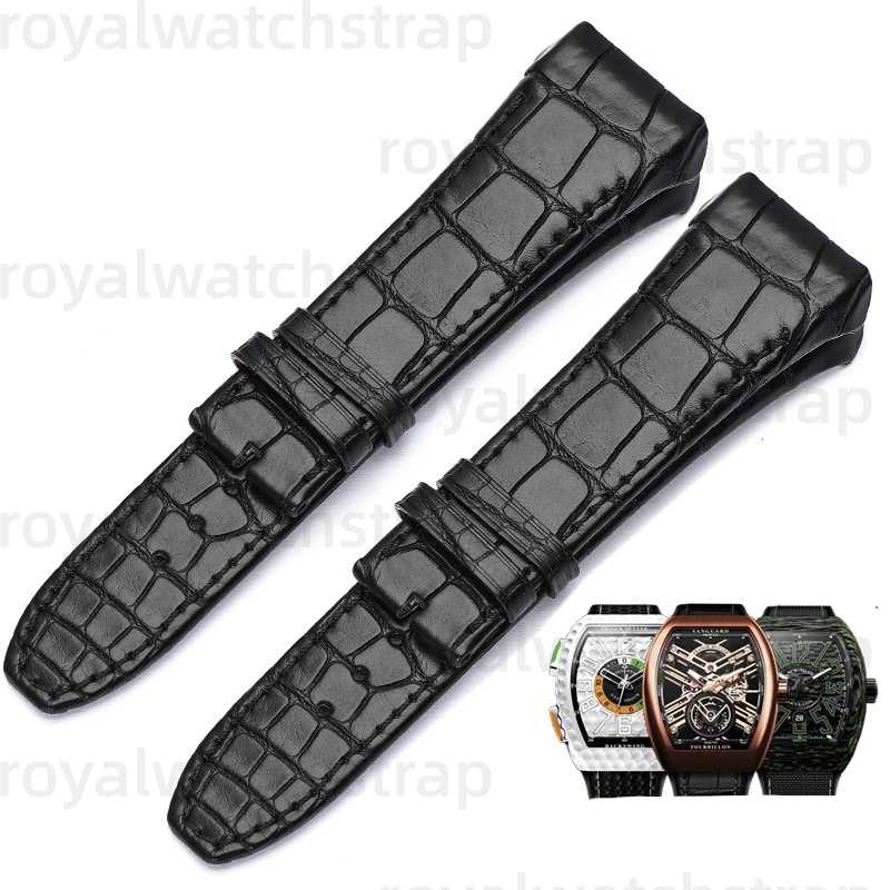 Custom Alligator Leather Strap For Franck Muller Vanguard V45 V41 V35 V32 (Calfskin Bottom)