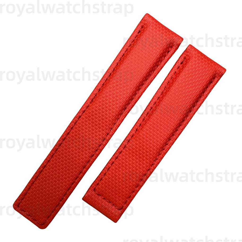 Custom PVC Rubber With Canvas Pattern Watch Straps for TAG Heuer Aquaracer Monaco & Carrera