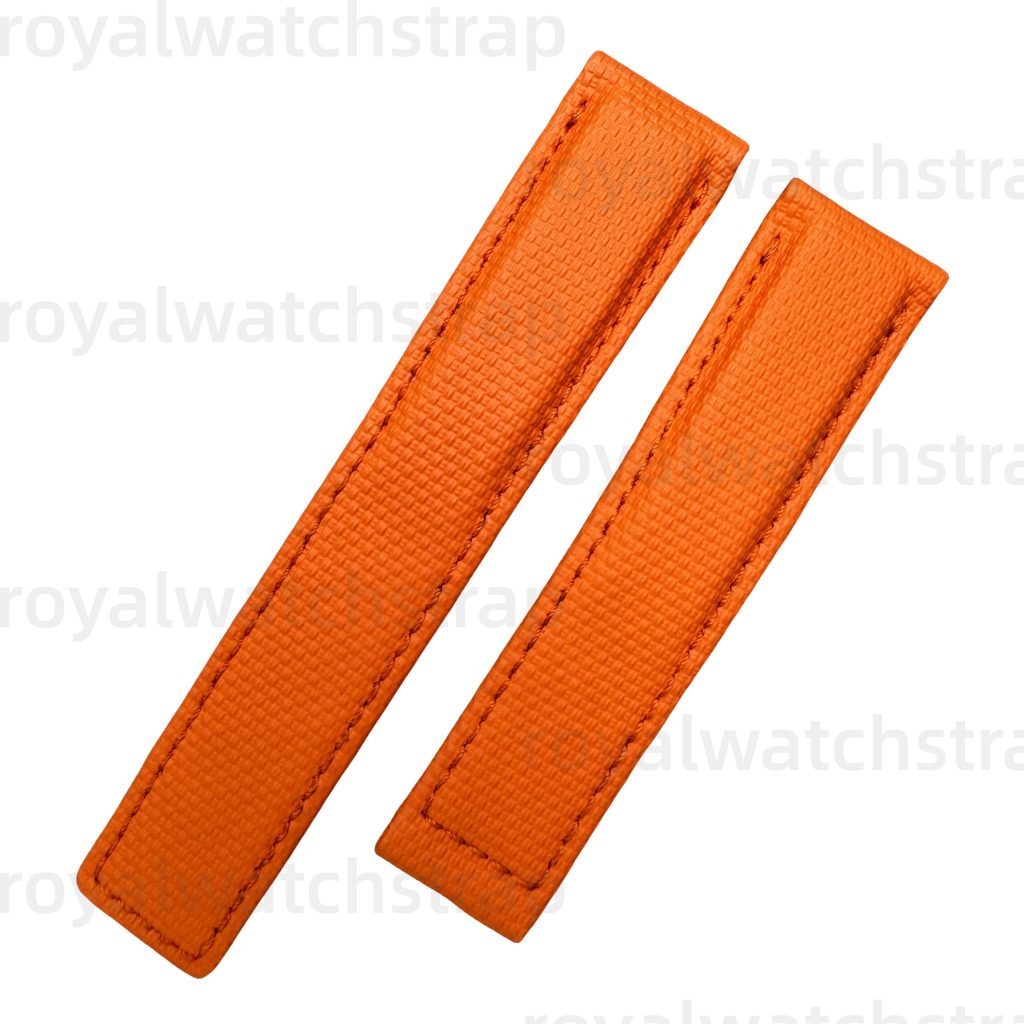 Custom PVC Rubber With Canvas Pattern Watch Straps for TAG Heuer Aquaracer Monaco & Carrera (3)