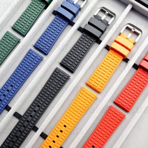Fluoro FKM Flat End Quick Release Rubber Watch Strap 20mm 22mm (5 Colors)