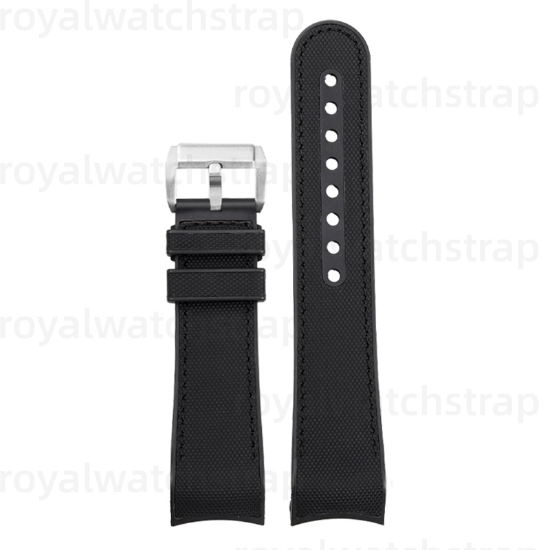 PVC Rubber With Canvas Pattern For 43mm Blancpain Fifty Fathoms 5000 (1) Curved End PVC Rubber With Canvas Pattern For 43mm Blancpain Fifty Fathoms 5000