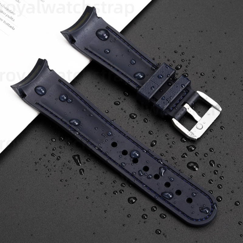 PVC Rubber With Canvas Pattern For 43mm Blancpain Fifty Fathoms 5000 (10) Curved End PVC Rubber With Canvas Pattern For 43mm Blancpain Fifty Fathoms 5000