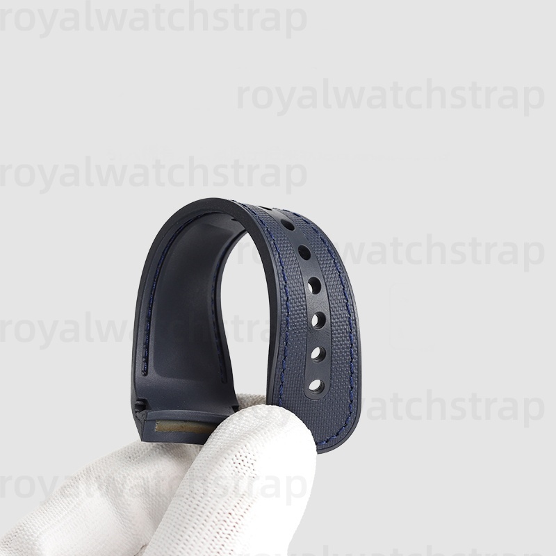 Curved End PVC Rubber With Canvas Pattern For 43mm Blancpain Fifty Fathoms 5000