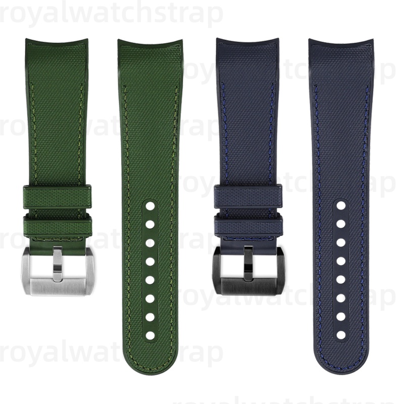 PVC Rubber With Canvas Pattern For 43mm Blancpain Fifty Fathoms 5000 (14) Curved End PVC Rubber With Canvas Pattern For 43mm Blancpain Fifty Fathoms 5000