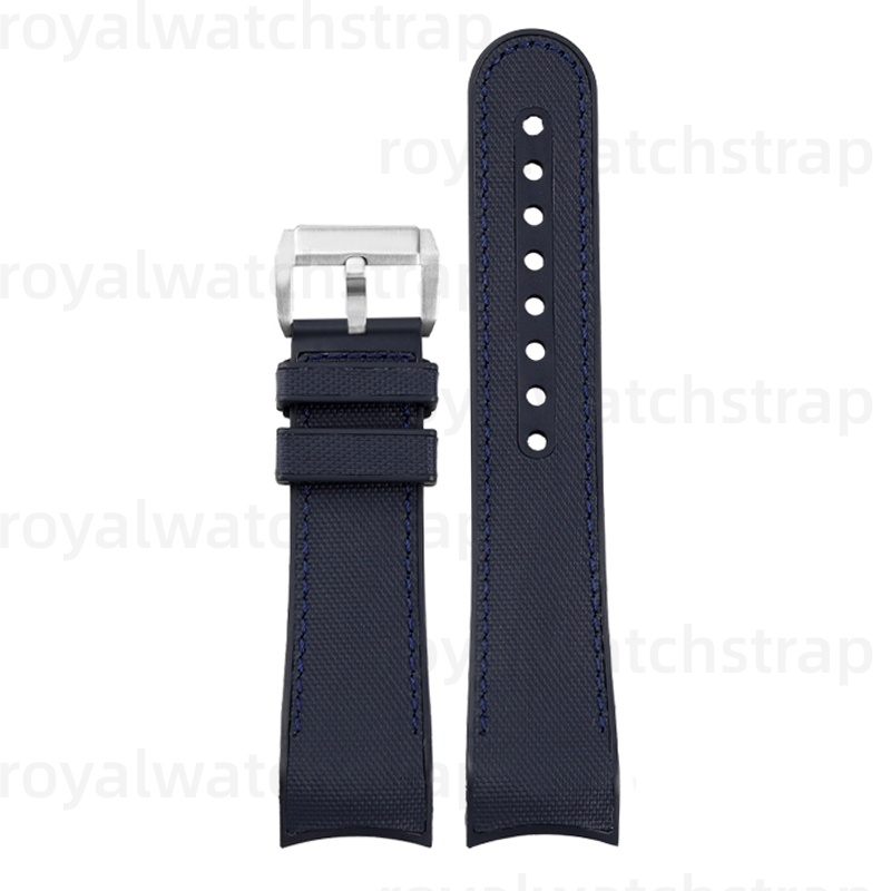 PVC Rubber With Canvas Pattern For 43mm Blancpain Fifty Fathoms 5000 (3) Curved End PVC Rubber With Canvas Pattern For 43mm Blancpain Fifty Fathoms 5000
