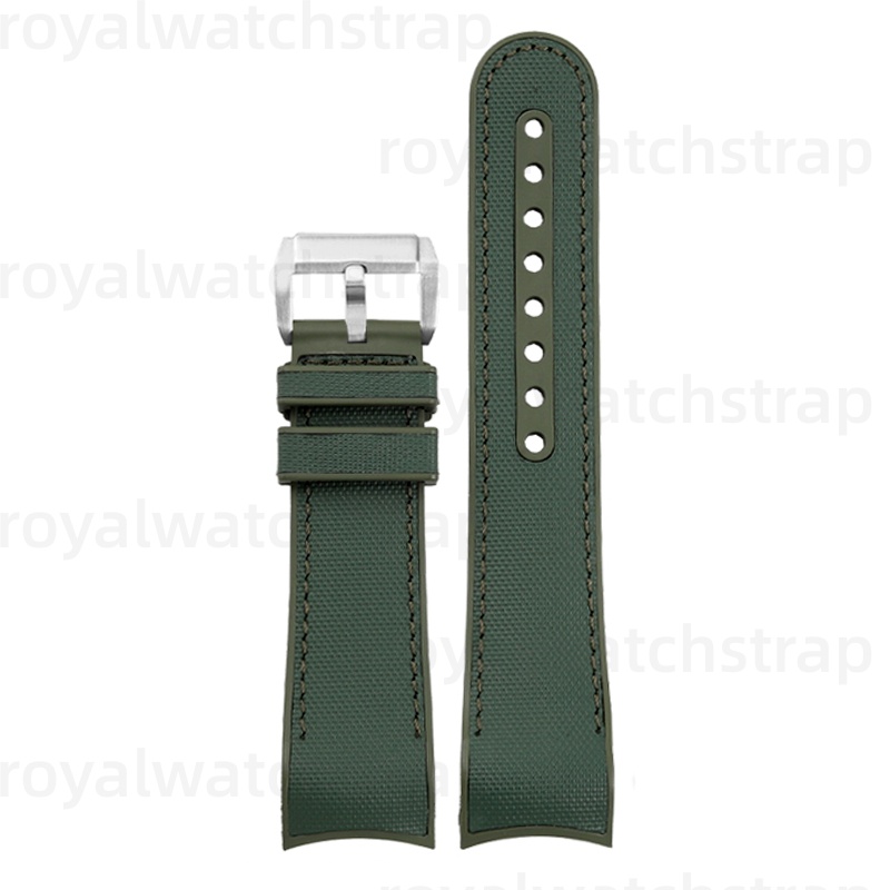 PVC Rubber With Canvas Pattern For 43mm Blancpain Fifty Fathoms 5000 (5) Curved End PVC Rubber With Canvas Pattern For 43mm Blancpain Fifty Fathoms 5000