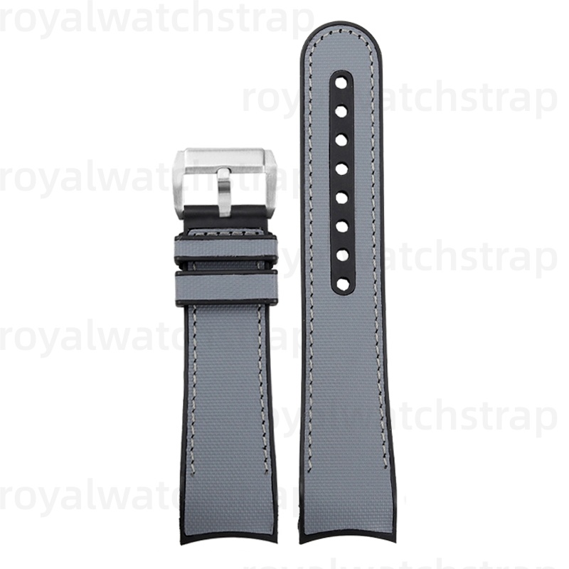 PVC Rubber With Canvas Pattern For 43mm Blancpain Fifty Fathoms 5000 (7) Curved End PVC Rubber With Canvas Pattern For 43mm Blancpain Fifty Fathoms 5000