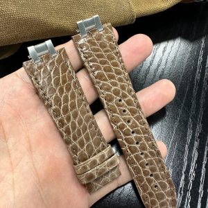 Custom Round Scale Alligator Leather Watch Strap For Maurice Lacroix Aikon