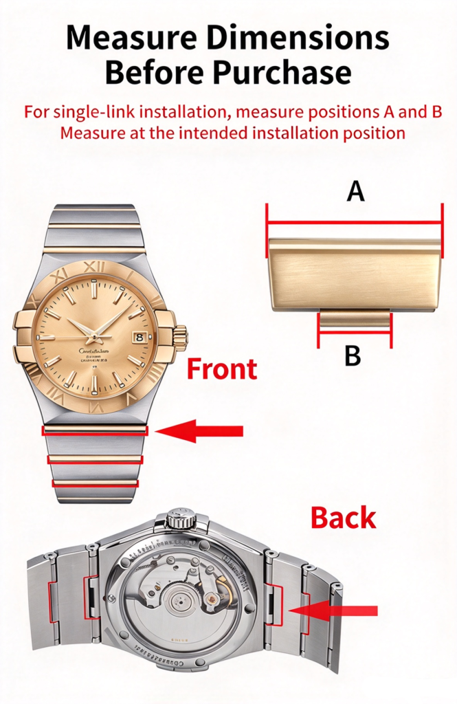what date should i measure for Stainless Steel Watch Band Extension Links For Omega Constellation Double Eagle