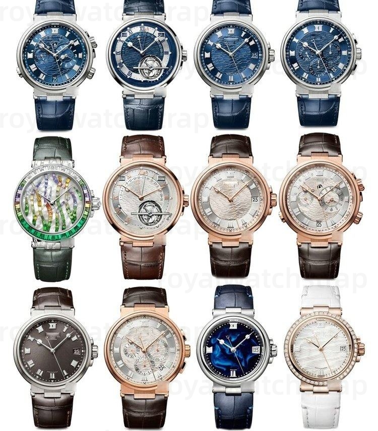 Custom Curved End Alligator Leather Watch Strap For Breguet Marine(Multi Color)