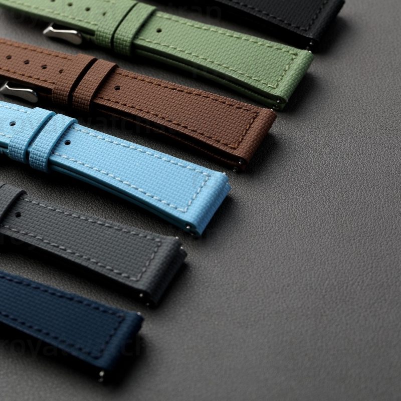 Handmade Fluorine (FKM) High End Rubber Watch Straps With Calf Bottom(Multi Size & Color)