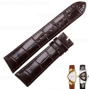 21mm Custom Handmade Angled Alligator Leather Strap For Hamilton Ventura (Multi Color)