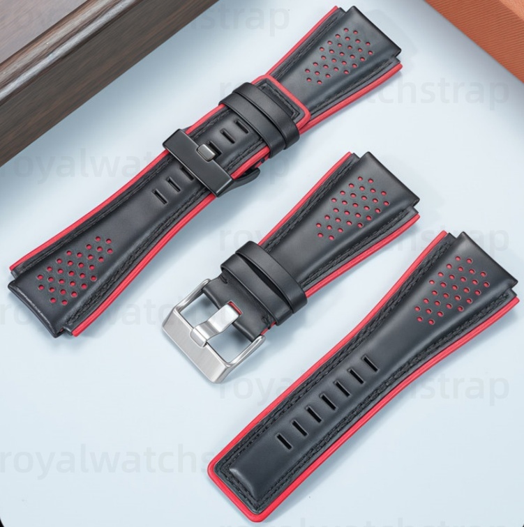 24mm Replacement Top-Grain Calfskin Leather Strap For Bell & Ross BR01 BR03 (3) 24mm Replacement Top-Grain Calfskin Leather Strap For Bell & Ross BR01 BR03