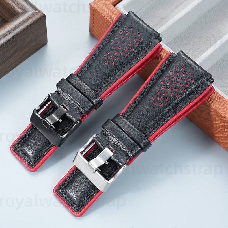 24mm Replacement Top-Grain Calfskin Leather Strap For Bell & Ross BR01 BR03 (7) 24mm Replacement Top-Grain Calfskin Leather Strap For Bell & Ross BR01 BR03