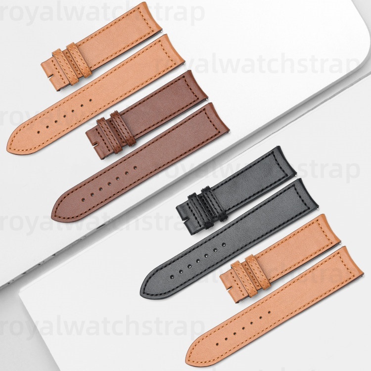 Custom Curved End Leather Watch Strap For Jaeger Lecoultre Polaris Master Moon Phase
