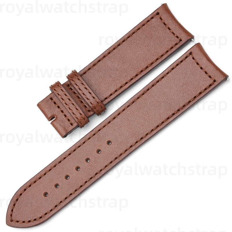 Custom Curved End Leather Watch Strap For Jaeger Lecoultre Polaris Master Moon Phase