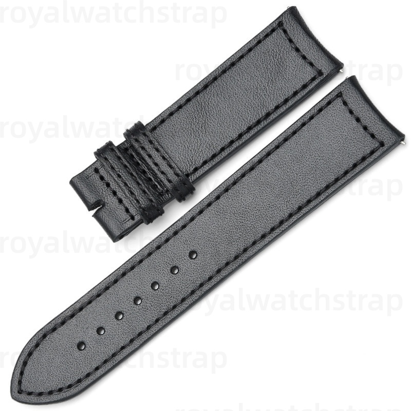 Custom Curved End Leather Watch Strap For Jaeger Lecoultre Polaris Master Moon Phase