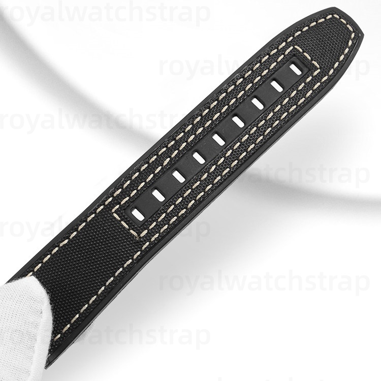Nylon Canvas Watch Bands With Rubber Bottom For Mido Commander Chronometer M038.431