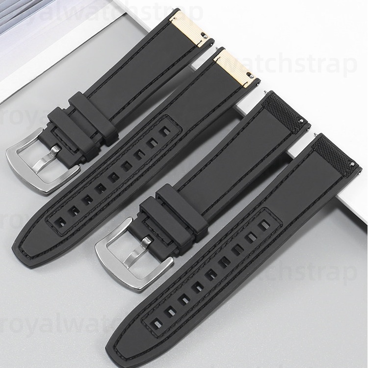 Nylon Canvas Watch Bands With Rubber Bottom For Mido Commander Chronometer M038.431