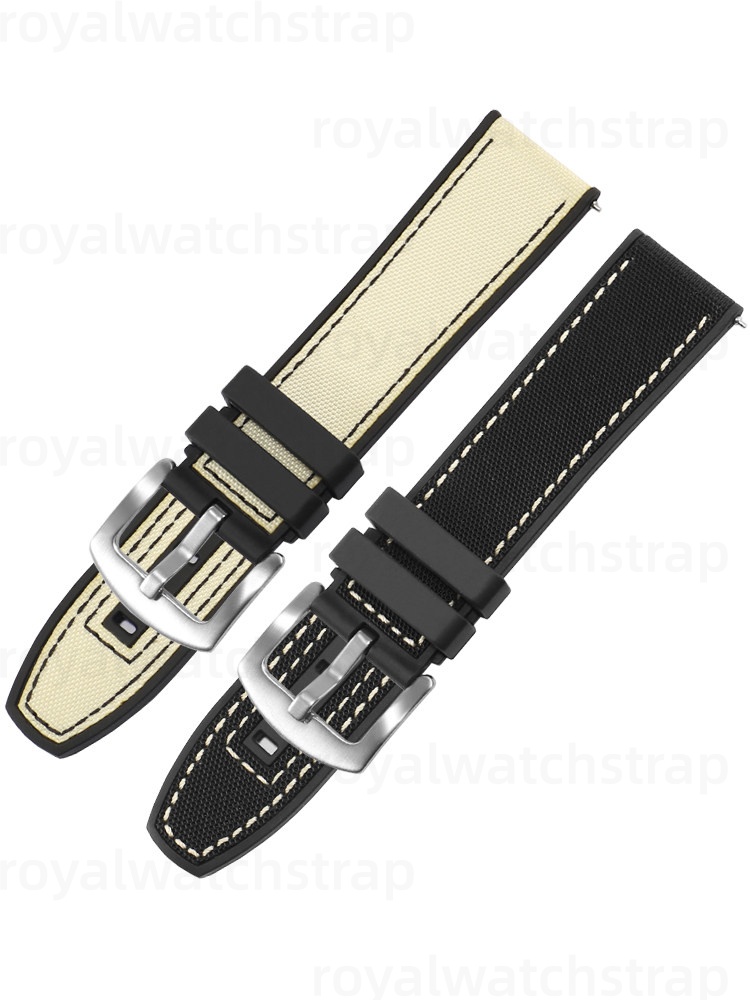 Nylon Canvas Watch Bands With Rubber Bottom For Mido Commander Chronometer M038.431 (9) Nylon Canvas Watch Bands With Rubber Bottom For Mido Commander Chronometer M038.431
