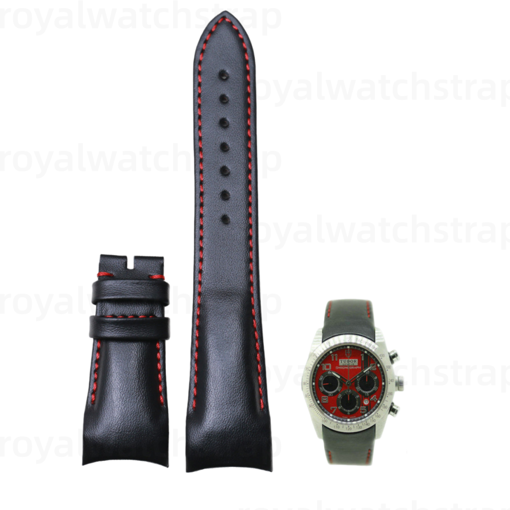 Custom 22mm 24mm Black Leather Strap For Tudor Fastrider Ducati