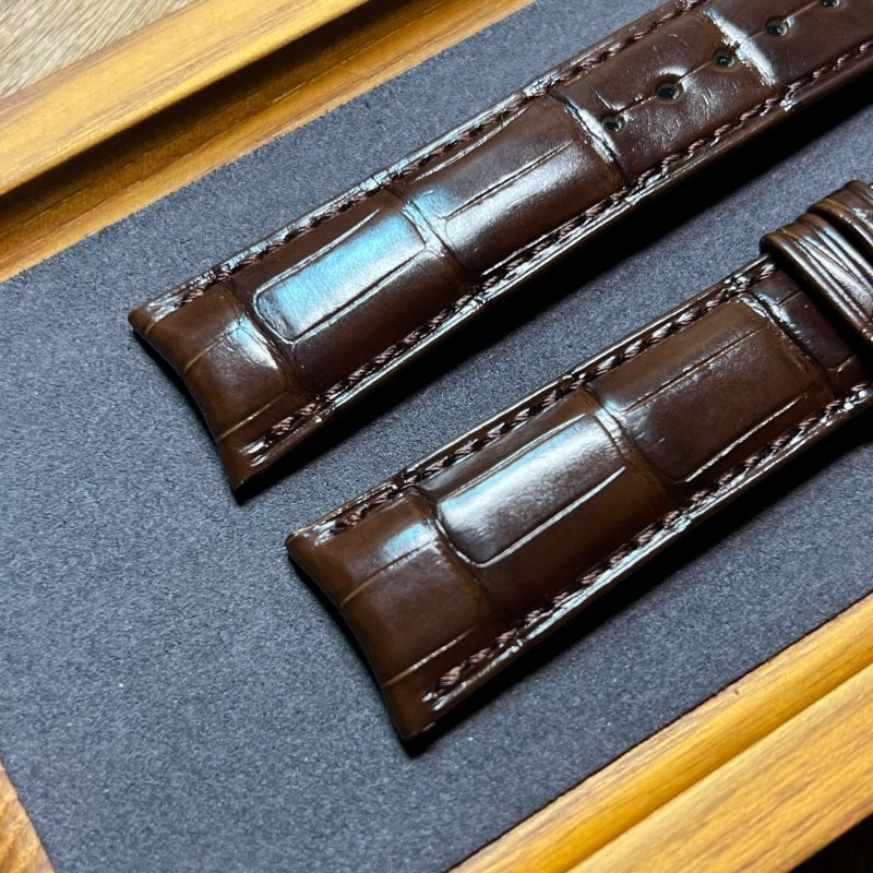 Custom Curved End Ultra Thin Alligator Leather Watch Strap For Jaeger Lecoultre Master(Multi-Color)
