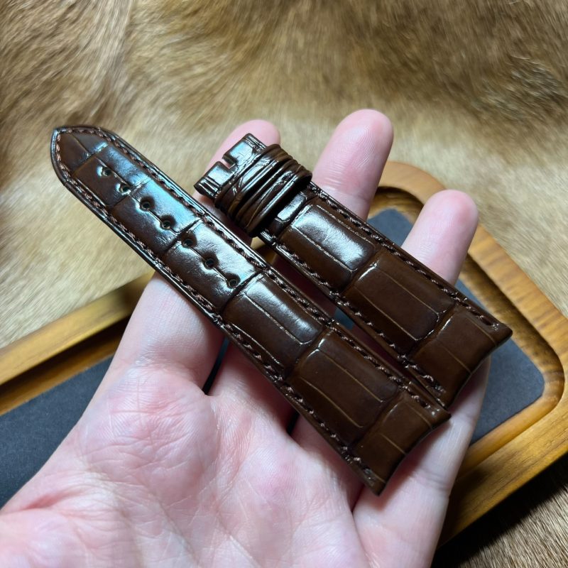 Custom Curved End Ultra Thin Alligator Leather Watch Strap For Jaeger Lecoultre Master(Multi-Color)