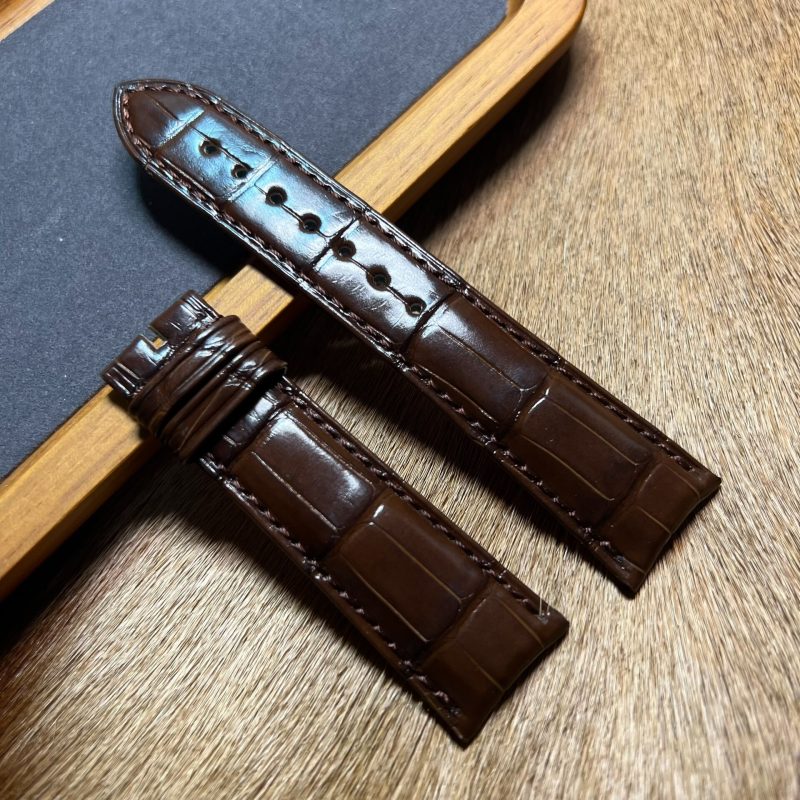 Custom Curved End Ultra Thin Alligator Leather Watch Strap For Jaeger Lecoultre Master(Multi-Color)