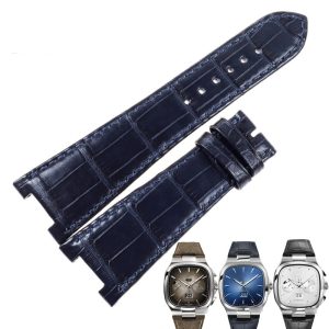 Handmade Crocodile Leather Watch Strap For Glashütte Original Vintage Seventies Big Date Chronograph