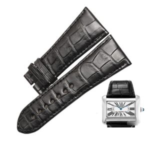 Custom Alligator Leather Strap For Cartier Tank Divan (Multi Color) (3) 29mm 24mm Premium Alligator Leather Watch Strap Replacement For Cartier Tank Divan Watches Strap Tank Divan Genuine Alligator Mens