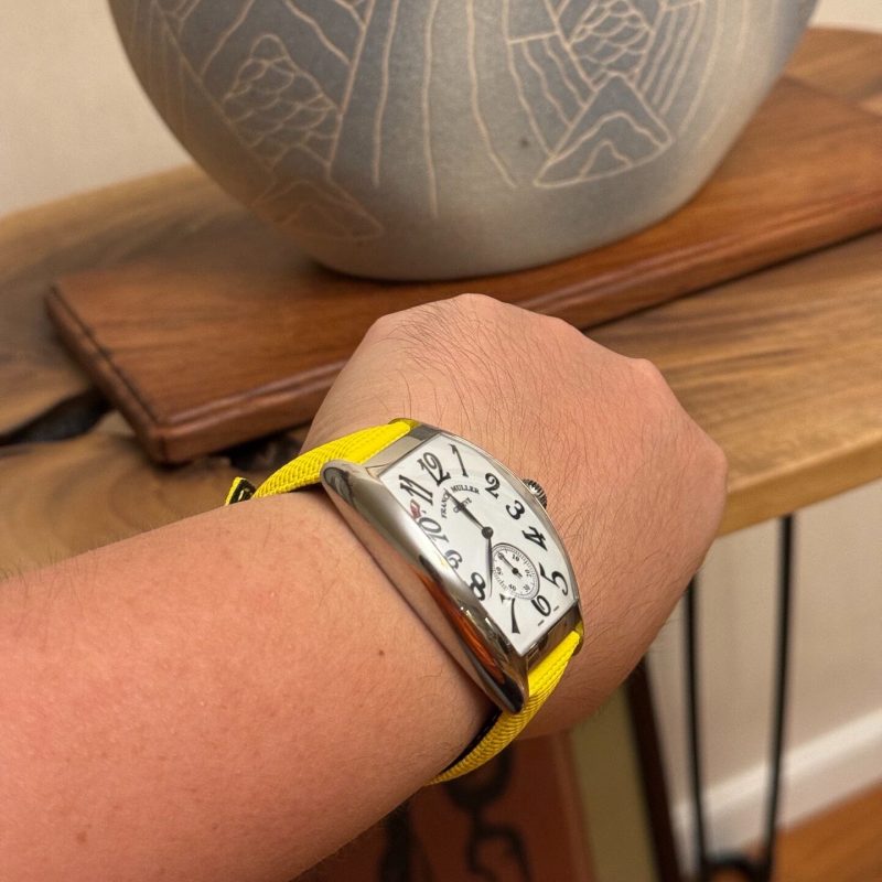 Handmade Yellow Leather Watch Band Fit For Franck Muller Cintrée Curvex, Casablanca, Color Dream Crazy Hour Diamond Watch (3) Handmade Yellow Leather Watch Band Fit For Franck Muller Cintrée Curvex, Casablanca, Color Dream Crazy Hour Diamond Watch (14)