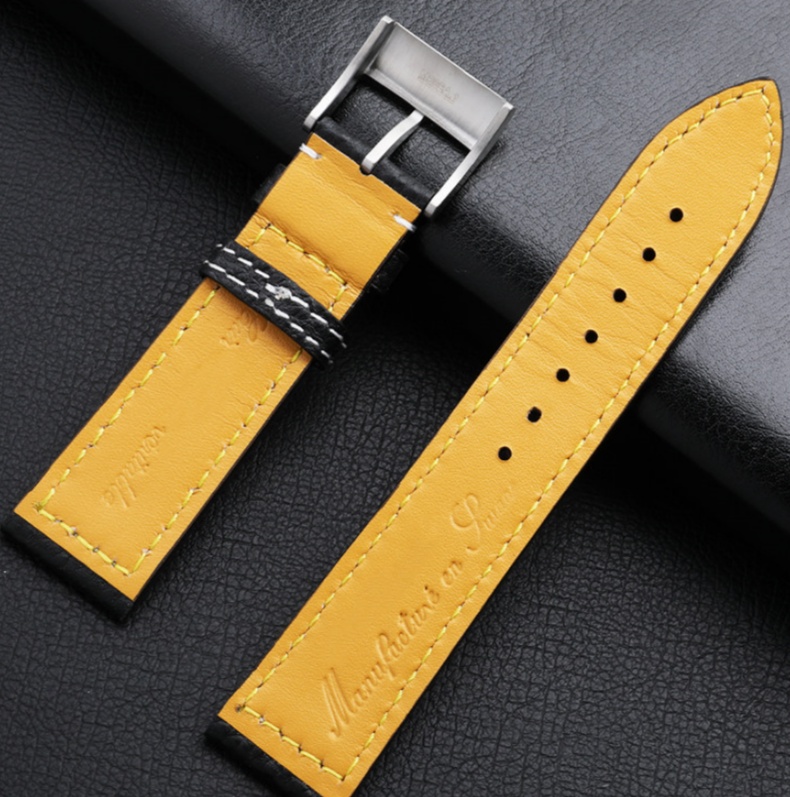 Replacement Black Blue Mens Watch Leather Strap For Breitling Top Time Ford Mustang Yellow Wolf Blackbird Ice Blue Navitimer Avenger (2) Replacement Black Blue Mens Watch Leather Strap For Breitling Top Time Ford Mustang Yellow Wolf Blackbird Ice Blue Navitimer Avenger