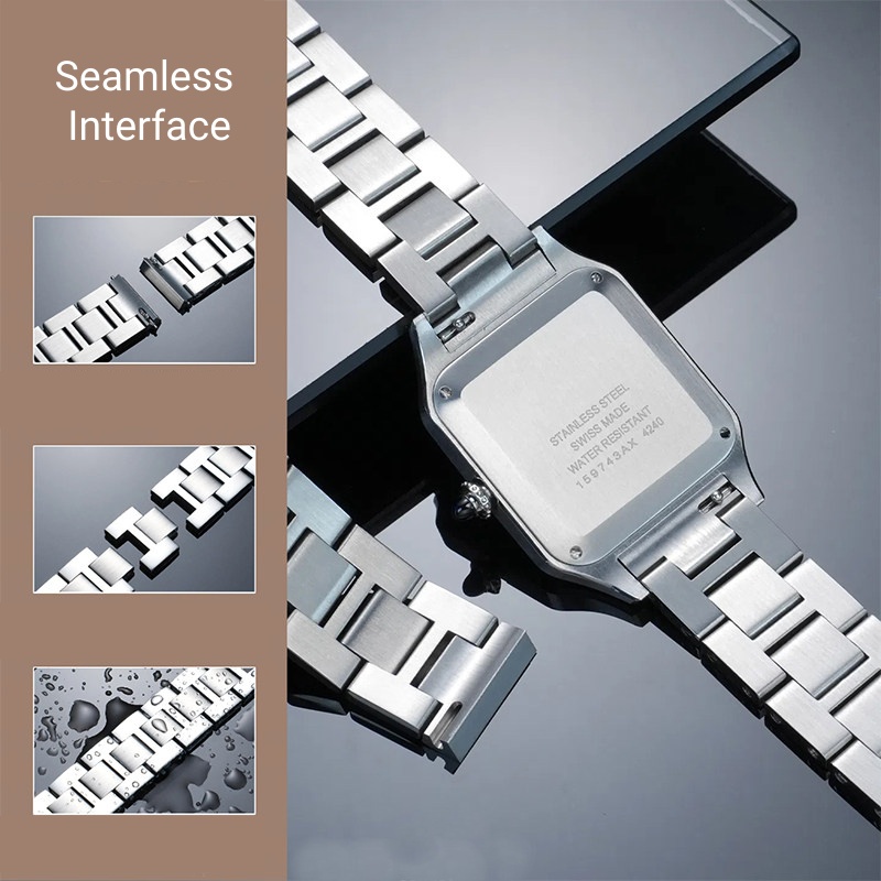17.5mm Stainless Steel Watch Bracelet For Cartier Santos Dumont Large