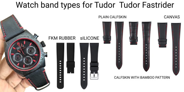 24mm Soft Rubber Strap For Tudor Fastrider M42000 42mm Black Shield (Multi Color)
