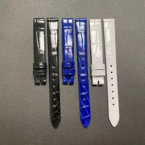 Custom Alligator Leather Watch Band Replacement For Cartier Mini Baignoire Allongee Vintage Mini Large XL( Flat End) For Sale