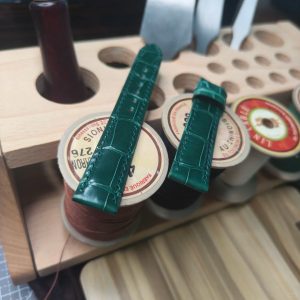 Custom Shiny Bottle Green Alligator Leather Watch Strap For Patek Philippe Complications