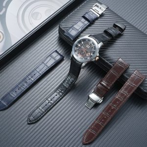 21mm Curved Genuine Leather Watch Strap For Seiko Premier 41.5mm Kinetic Perpetual SNP093 SNP096 SNP114 SNP115 SNP127