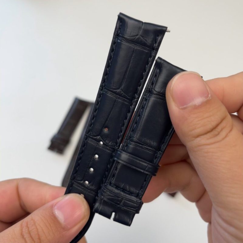 Custom Handmade Brown Black Alligator Leather Strap For Baume Mercier Clifton 10069210518 (2) Custom Handmade Brown Black Alligator Leather Strap For Baume Mercier Clifton 10069210518 (5)