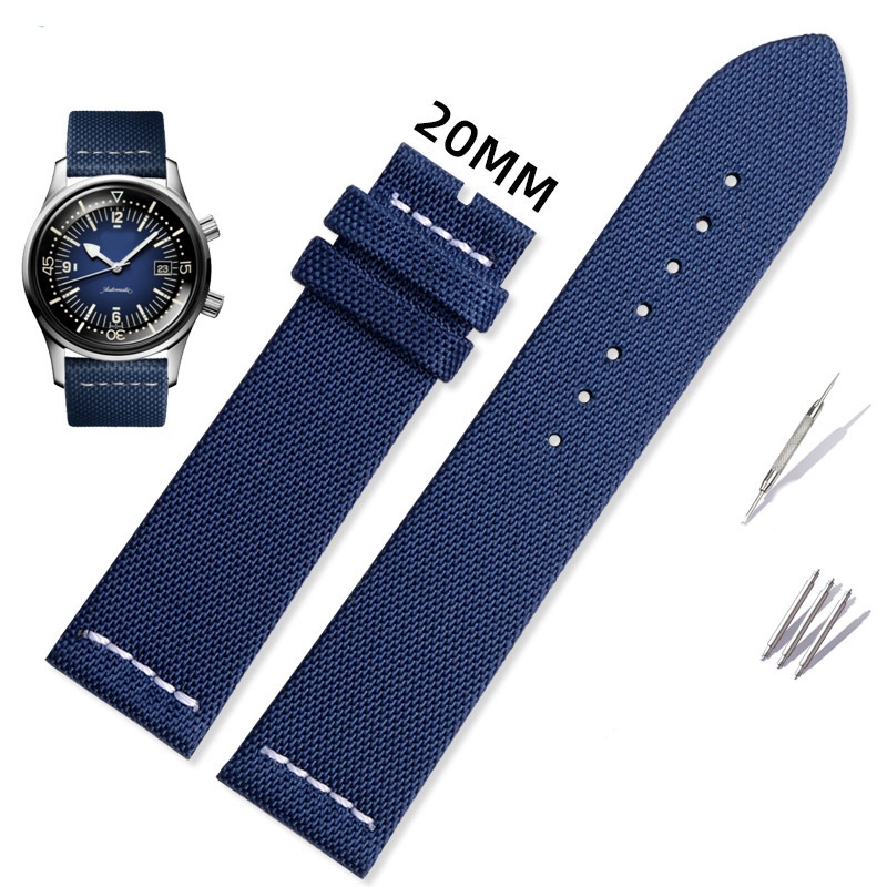 22mm Black Blue Nylon(Fabric) Watch Strap For Longines Legend Diver 42mm L3 (6) 22mm Black Blue Nylon(Fabric) Watch Strap For Longines Legend Diver 42mm L3.374674716764774